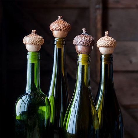 CattailsWoodwork Set of 2 Acorn Wine Stops Wine Hostess Gift, Acorn Crafts, Lathe Projects, Bottle Toppers, Wood Turner, Gift Wine, Rolling Pins, Wood Turning Projects, Wine Bottle Stoppers