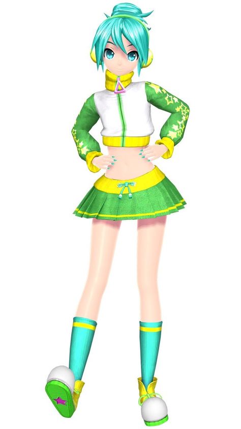 Hatsune Miku Project Diva Outfits, Hatsune Miku Outfit Design, Hatsune Miku Modules, Project Diva Outfits, Project Diva Miku, Vocaloid Design, Miku Designs, Hatsune Miku Costume, Miku Outfits