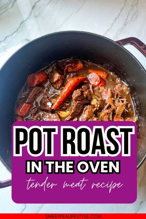 Make your pot roast even easier with this Dutch oven recipe! The heavy-duty pot helps evenly distribute heat, resulting in a tender, juicy roast every time. With minimal prep time and just a few simple ingredients, this easy pot roast in the oven will become your new go-to dinner. Add your favorite veggies and enjoy a home-cooked meal that’s both comforting and effortless! Pot Roast In The Oven, Roast In Dutch Oven, Easy Oven Recipes, Dutch Oven Pot Roast, Onion Soup Mix Recipe, Oven Pot Roast, Perfect Pot Roast, Roast In The Oven, Easy Pot Roast