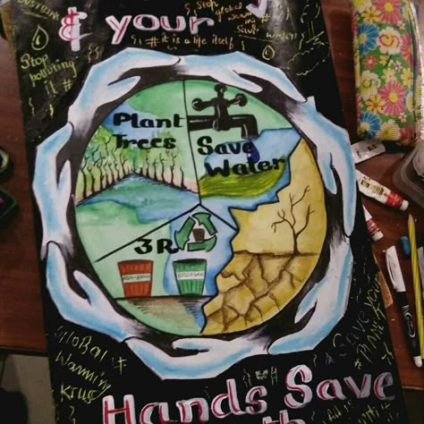 Save earth poster #scratching Posters Environment, Save Earth Poster, Save Environment Poster Drawing, Save Energy Paintings, Save Environment Posters, Mother Earth Drawing, Save Earth Posters, Save Earth Drawing, Save Water Poster Drawing