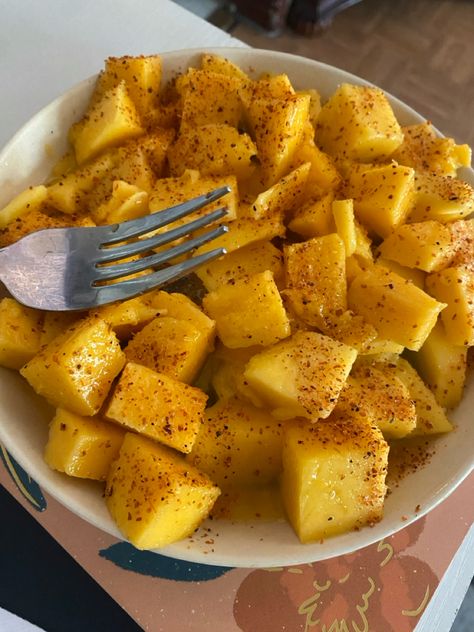 Healthy snack. #mango#tajin Mango Tajin, Sunday Dinner, Food Obsession, Healthy Snacks, Random Stuff, Mango, Lemon, Snacks