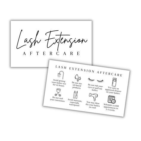 PRICES MAY VARY. 50 TOTAL CARDS printed premium cards front and back on a 3.5 x 2” inch card. 14 pt. Matte card stock thickness! Lash Extension aftercare instructions for your customers with a reminder to return for fillers every 2-3 weeks! Design is a minimalist matte white card with black text. We LOVE seeing how you use our cards in your aftercare kits! Please leave pictures with your review. WHAT YOU'RE BUYING: This product is physical printed cards. Size is 2 x 3.5" inches each business car Lash Extension Aftercare Instructions, Lash Care Card, Lash Aftercare Cards, Esthetics Classroom, Esthetician Content, Lash Extension Aftercare, Lash Extensions Care, Lash Branding, Lash Aesthetic