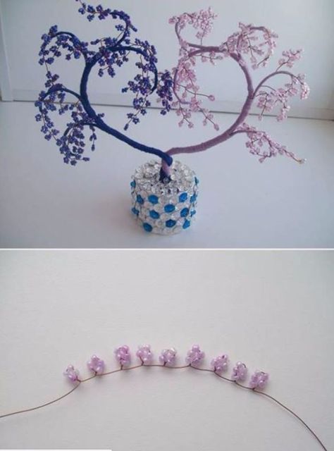 Beaded Candle Holders, Beaded Trees, Bead Tree, Beaded Sunglasses, Beaded Candle, Beaded Pouch, Diy Heart, French Beaded Flowers, Bead Crafts Diy