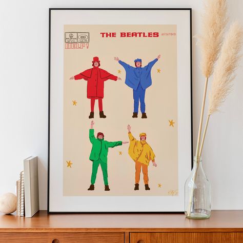 Help Album Cover, Beatles Decor, The Beatles Art, The Beatles Poster, Beatles Wall Art, Beatles Help, Vintage Music Art, The Beatles Help, Beatles Poster