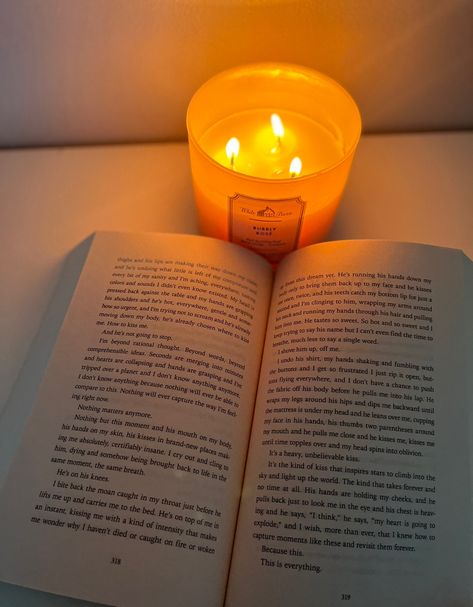 Orange Book Aesthetic, Reading By Candlelight, Romanticizing Winter, Orange Books, Books And Candles, Reading Aesthetics, Bedtime Tea, Candle Girl, Aesthetic Reading