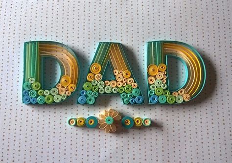 Paper quilling created to gift my father on father's day. Quilling Typography, Quilled Letters, Quilling Letters, Paper Quilling For Beginners, Paper Quilling Cards, Paper Quilling Jewelry, Quilling Paper Art, Quilling Work, Quilling Projects