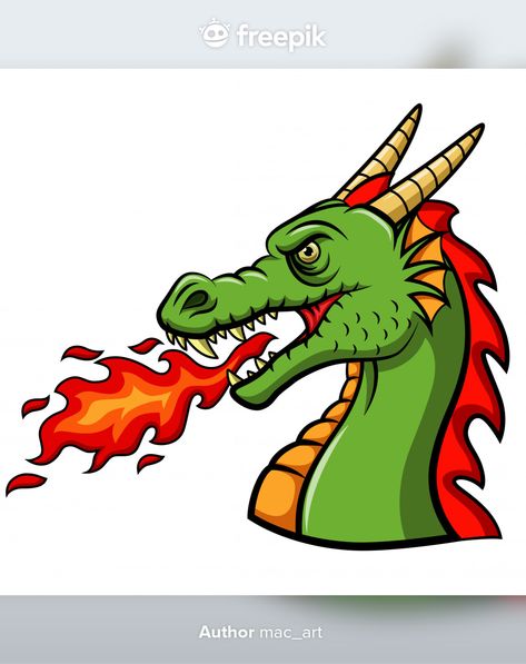 Cabeza de dibujos animados dragón soplan... | Premium Vector #Freepik #vector #personaje #dibujos-animados #animal #fuego Dragon Blowing Fire, Dragon Head Drawing, Easy Dragon Drawings, Fire Vector, Goku Drawing, Fire Drawing, Fire Breathing Dragon, Cartoon Dragon, Dragon Pictures