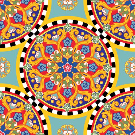 Mandala Graphic Design, Sicilian Pattern, Ornamental Mandala, Italian Pattern, Background Colorful, Bright Background, Winter Print, Islamic Design, Italian Ceramics