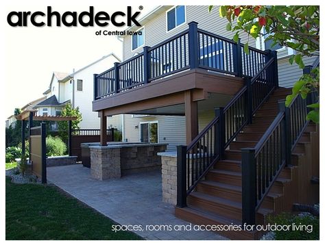 patios and decks | - Patios, Porches, Sunrooms, Pergolas, Decks in Des Moines | Patios ... Patio Under Decks, Second Story Deck, Deck Remodel, Patio Deck Designs, Deck Designs Backyard, Deck Stairs, House Deck, Deck With Pergola, Decks Backyard