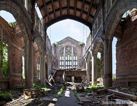 HISTORY OF GARY, INDIANA - Originally a thriving steel town and home to the Jackson Five, the city of Gary, Indiana now lies in ruins. | Abandoned America Abandoned Cathedral, Matthew Christopher, Abandoned Churches, Gary Indiana, State Of Decay, Church Choir, The Ruins, Methodist Church, Paris City