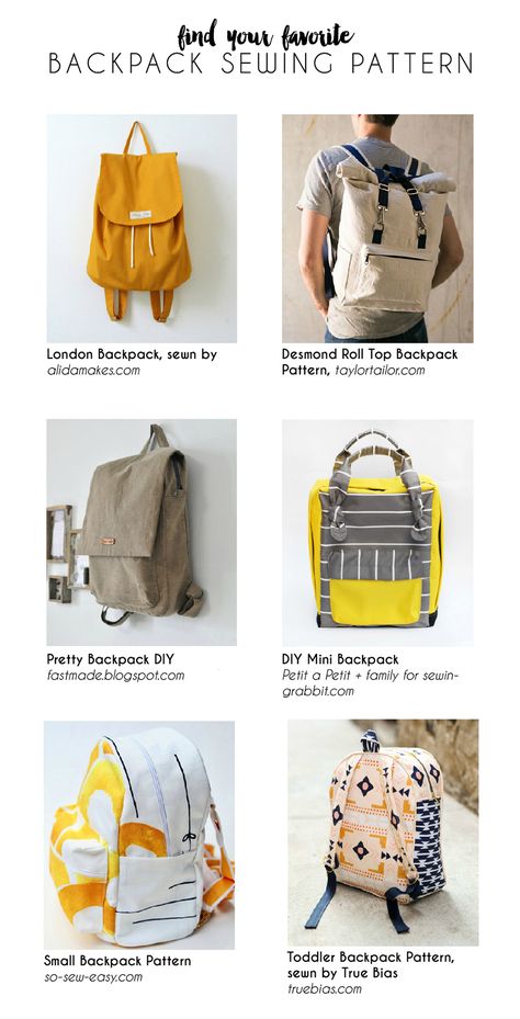 Favorite Backpack Pattern - The Sewing Rabbit Small Backpack Pattern, Diy Rucksack, Backpack Sewing Pattern, Diy Backpack Pattern, Pretty Backpacks, Backpack Pattern Sewing, Backpack Sewing, Backpack Tutorial, Diy Backpack