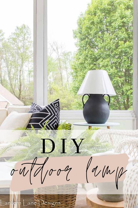 DIY Outdoor Decor Ideas~How to make your own outdoor lamp. Such an easy and affordable way to make your outdoor space feel more inviting Outdoor Lampshade Ideas, Outdoor Lamp Ideas, Outdoor Lamps Patio, Diy Outdoor Lamp, Outdoor Lampshade, Patio Lamp, Porch Lamp, Outdoor Decor Ideas, Diy Porch Decor