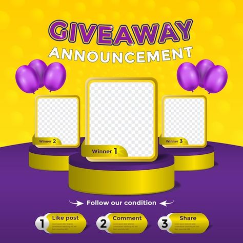 Giveaway Winner Template, Winner Announcement Poster, Announcement Poster Design, Winners Poster Design, Winner Poster, Giveaway Announcement, Announcement Poster, Winner Announcement, Posters Design