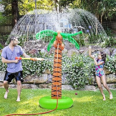 Amazon.com: 61" Inflatable Palm Tree Backyard Sprinkler for Kids, Spray Water Pool Toy Inflatable sprinkler for yard Outdoor Hawaiian Party Coconut Tree for Lawn Sprinkler for Boys Girls Backyard Beach Games Toys : Toys & Games Palm Tree Backyard, Inflatable Sprinkler, Play Sprinklers, Inflatable Palm Tree, Kids Sprinkler, Trees For Kids, Pool Toy, Inflatable Water Park, Coconut Palm Tree