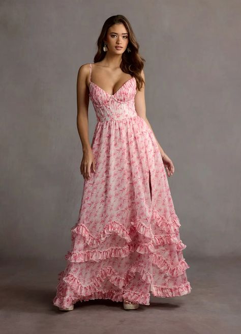 Garden Wedding Guest Dress, Floral Formal Dresses, Garden Dresses, Chic Cocktail Dress, Floral Bridesmaid Dresses, Pink Floral Maxi Dress, Spring Wedding Guest Dress, Floral Dress Formal, Maid Of Honour Dresses