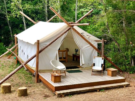 Check out this Hipcamp in Glamping Tent with Beach Access, Sund Homestead, WA. Photo by Hipcamper, Cindy Sund Diy Glamping Tent, Diy Glamping, Tents Camping Glamping, Pacaya, Tent Living, Glamping Tent, Diy Tent, Wall Tent, Canvas Tent