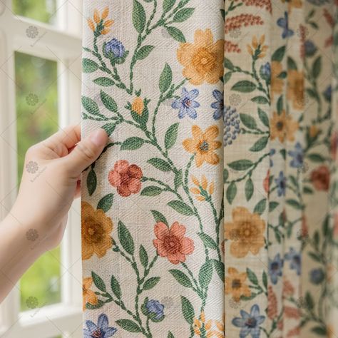 Country Farmhouse Floral Curtains, Green Curtain Decoration, Custom Bedroom Curtains - Etsy Canada Curtains Farmhouse Style, Feminine Living Room, Curtains Green, Curtains Farmhouse, Cottage Curtains, Custom Bedroom, Curtain Decoration, Country Style Interiors, Cottage Decor Farmhouse