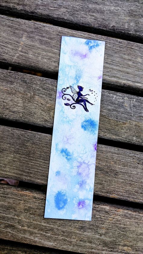 Watercolor Bookmark in Blue and Purple With Engraved Fairy - Etsy Fairy Bookmarks Diy, Fairy Bookmark, Purple Bookmark Aesthetic, Starry Night Bookmark, Fantasy Bookmarks, Watercolor Bookmarks, Fairy Friends, Fantasy Novel, Dark Shades