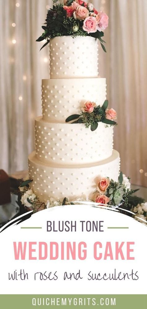 This gorgeous polka dot wedding cake is made with blush colored roses, succulents and dried flowers. Get great ideas for your wedding cake, trail mix bar, and reception! #weddingcake Polka Dot Wedding Cake, Trail Mix Bar, Roses Wedding Cake, Polka Dot Cakes, Wedding Pie, Spring Wedding Cake, Colored Roses, Summer Wedding Cakes, Wedding Donuts