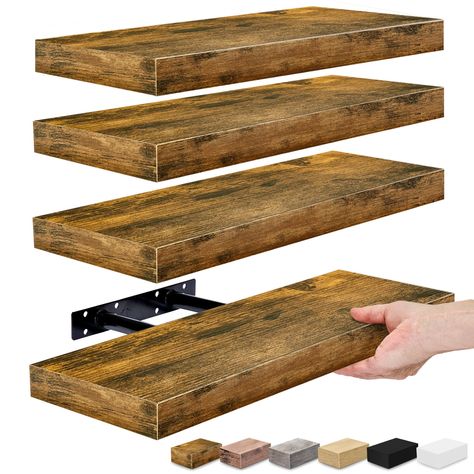 PRICES MAY VARY. Floating Shelves for Wall Storage: Display charming showpieces, home decor items, and other prized possessions while offering functional storage. Bathroom shelves measure approximately 16.25 in L x 5.50 in W. Each shelf is 1.5 in thick Free Up Space: Maximize storage space while taking up zero square feet. Reduces clutter and highlights wall decor in compact spaces. Sorbus Floating Shelves for Wall provides unique shelving solutions for any style home, studio apartment, fireplac Bathroom Wall Shelves Above Toilet, Floating Shelves Above Desk, Wall Bathroom Shelves, Hanging Book Shelf, Desk Fireplace, Bathroom Storage Over Toilet, Shelves Above Toilet, Shelves Over Toilet, Kitchen Decor Styles