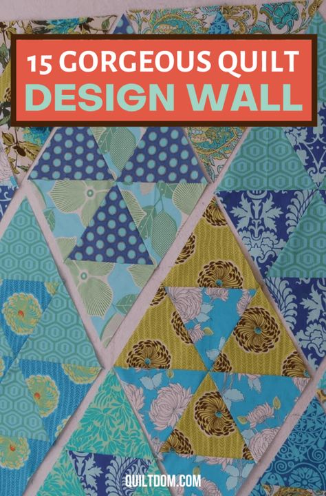 15 Gorgeous Quilt Design Walls to Inspire You Quilting Wall Board, Quilt Design Wall Ideas, Quilted Wall Hanging Ideas, Quilting Design Wall, Wall Quilts Ideas, Design Wall For Quilting, Design Wall Ideas, Quilt Design Wall, Amish Quilt Patterns