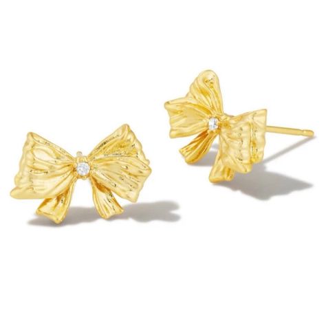 Brand New With Dust Bag And Gift Bag Kendra Scott Loveshackfancy Gold Bow Stud Earrings On Hand Actual Item Pictured Kendra Scott Love Shack Fancy, Loveshackfancy Bow, Fancy Bows, Love Shack Fancy, Birthday Stuff, Bow Necklace, Bow Set, Earrings Color, Christmas Wishlist