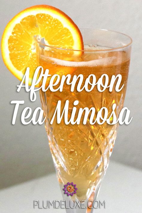 An afternoon tea mimosa is sure to bring an extra feeling of celebration to brunch, tea time, or any time. Includes a mocktail recipe! #mimosarecipes #teacocktail #mocktailrecipes Tea Party Drinks Beverages, Afternoon Tea Drinks, Afternoon Tea Cocktails, High Tea Cocktails, Tea Party Drink Ideas, Tipsy Tea Party Ideas, Tea Cocktails Alcohol, High Tea Drinks, Alcoholic Tea Drinks