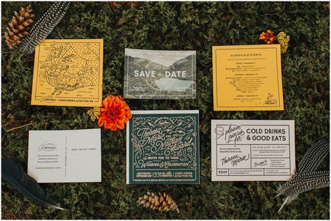 Summer Camp Wedding Invitations, Friends Retreat, Moonrise Kingdom Wedding, Tree Of Life Wedding, Redwoods Wedding, Owl Wedding, Campground Wedding, Summer Camp Wedding, Wedding Typography