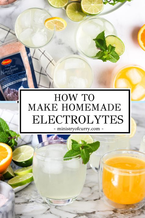 Have you tried making homemade electrolyte drinks? These DIY thirst quenchers are not only easy to make but also inexpensive. You can make them in you favorite flavors and the best part ... knowing exactly what you are putting in your body! #ministryofcurry #homemadeelectrolytes #DIYelectrolytes Cucumber Electrolyte Drink, Electrolytes Water Diy, Home Made Pedialyte, Electrolight Drink Recipe, Diy Electrolyte Powder, Diy Electrolytes, Electrolyte Recipes, Diy Electrolyte Drink, Electrolyte Drink Recipe