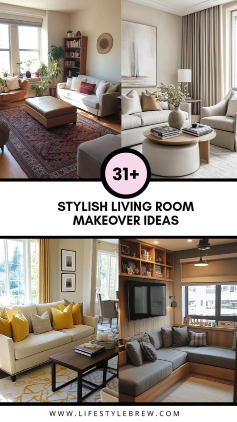 Revamp your space with these 31 stylish living room makeover ideas. From bold color palettes to innovative furniture arrangements, discover how to transform your living room into a cozy retreat. Explore decor updates, creative design tips, and inspiration for every style. Whether you're looking for a modern touch, a rustic charm, or a classic vibe, these ideas cover it all. Upgrade your interior with fresh insights that breathe new life into your space, making your living room more comfortable and aesthetically pleasing. Living Room Makeovers, Living Room Makeover Ideas, Room Makeover Ideas, Color Furniture, Room Makeovers, Exquisite Decor, Innovative Furniture, Bold Color Palette, Fresh Color