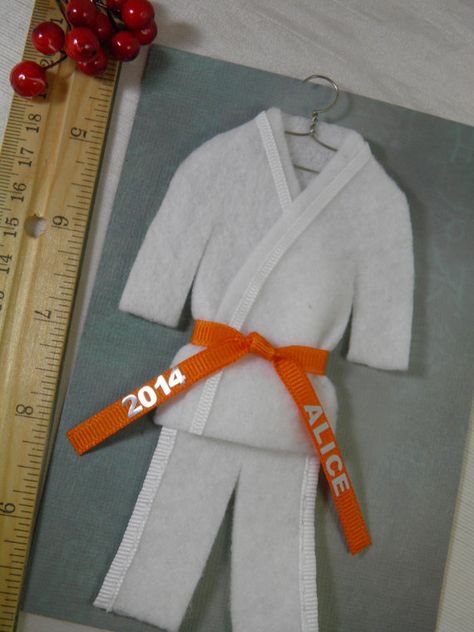 Martial Arts Christmas Ornament Personalized by ChristmasGal #MartialArts #Ornament #personalized Ordering my Black Belt Ornie now! YAY! Karate Christmas, Orange Belt, Martial Arts Belts, Teacher Team, Hapkido, Martial Artists, Martial Artist, Handmade Christmas Gifts, Christmas Memory