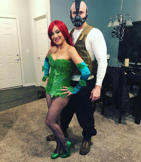 Halloween couples costumes Poison Ivy And Bane Costume, Poison Ivy And Riddler Couples Costume, Poison Ivy And Batman Couple Costume, Poison Ivy And Mr Freeze Costumes, Posion Ivy And Harley Quinn Halloween Costumes, Batman And Poison Ivy, Poison Ivy And Bane, Bane Costume, Poison Ivy Cosplay Plus Size