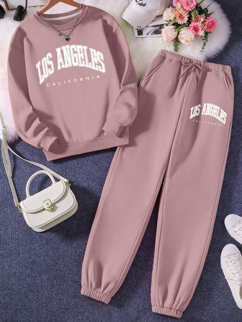 Sweatshirt And Sweatpants Set, Casual Outfits For Teens, Fashion Top Outfits, Cute Dress Outfits, Shein Outfits, Everyday Fashion Outfits, Quick Outfits, Trendy Summer Outfits, Cute Preppy Outfits