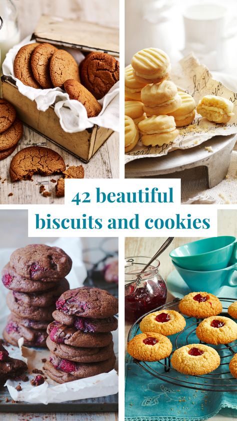 These beautiful biscuit and cookie recipes are perfect for both morning tea and the school cake stall. Tea Time Treats Baking, English Biscuit Recipe Afternoon Tea, Tea Time Biscuits, Sweet Afternoon Tea Ideas, Sandwich Biscuits Recipe, Homemade Tea Biscuits, Vanilla Biscuits Recipe, English Biscuits Recipe, Great British Bake Off Recipes Biscuits