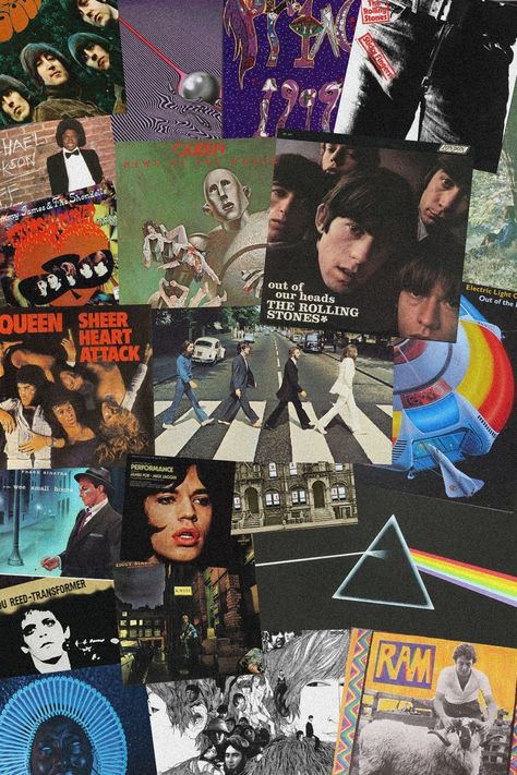 albums from the 60s en 70s wallpaper + some modern albums and a Frank Sinatra album from 1950 Retro Stripes Wallpaper, Wallpaper Musik, Rock Collage, 60s Wallpaper, Album Wallpaper, Classic Rock Albums, Rock Album Covers, Retro Art Prints, Rock Aesthetic