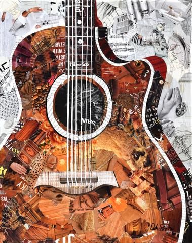 Original Collages – Deborah Shapiro Art Deborah Shapiro, Acoustic Guitar Art, Collage Art Projects, Magazine Collage, Paper Collage Art, Collage Art Mixed Media, Collage Artwork, Collage Making, Guitar Art