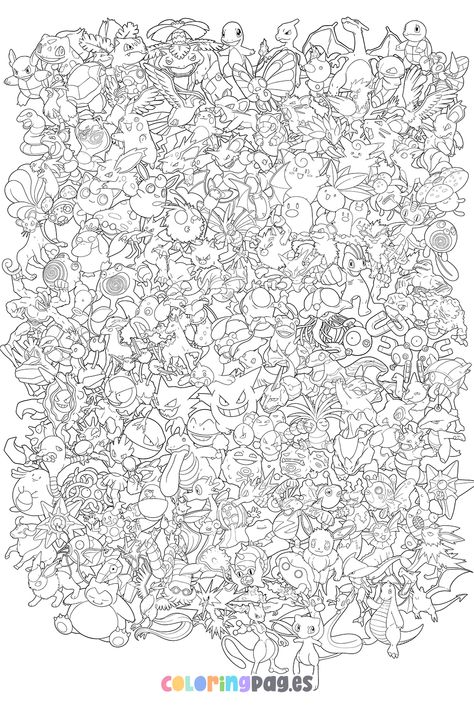 Discover fun and creative ways to engage your kids with our free Ultimate Pokémon (1. Generation) coloring page, perfect for all Pokémon fans! Pokemon Color By Number Free Printable, Pokemon Colouring Pages, Pokemon Evolutions Chart, Pokémon Colouring, Pokemon First Generation, First Gen Pokemon, 151 Pokemon, Colour Therapy, Cartoon Coloring