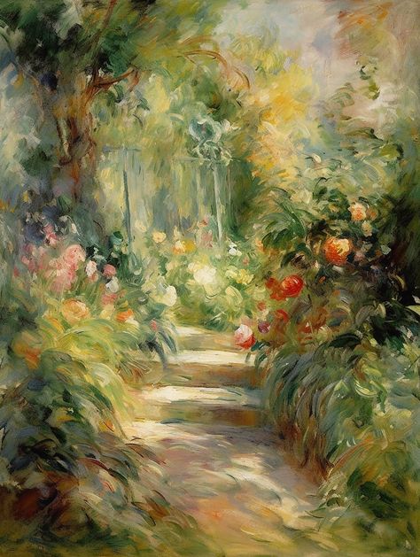 "\"Summer garden path\" Bring the beauty of the French countryside into your home with this painting of a mysterious green garden path. This is a lovely Impressionist piece that would fit with both traditional and modern interiors.  DIGITAL FILE: Please note this is a digital painting and no physical product will be shipped. Once you have purchased your artwork, you will receive a confirmation email from Etsy with a download link. You can also access your downloads at any time under Purchases in French Country Art, Forest Drawing, Deep Art, Garden Painting, Garden Path, Art Summer, Painting Digital, French Countryside, Impressionist Paintings