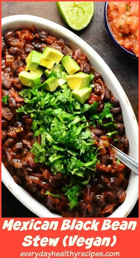 Bean Stew Vegan, Stew Vegan, Mexican Beans, Mexican Black Beans, Black Bean Stew, Mexican Stew, Black Bean Recipes, Vegan Stew, Arroz Frito