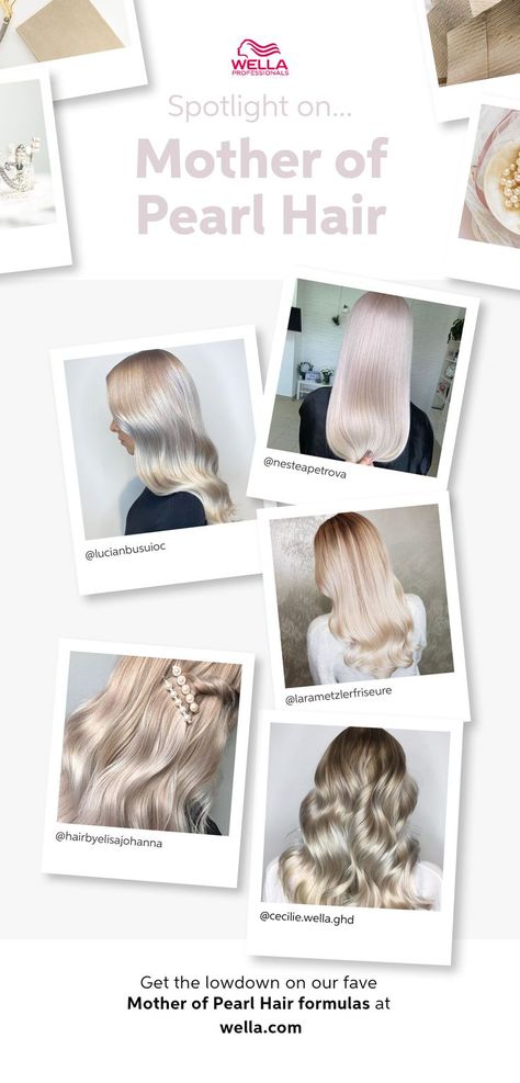 Champagne Blonde Hair Wella, Wella Pearl Blonde Toner, Pearl Blonde Formula, Blonde Hair Formulas, Pearly Blonde Hair, Pearl Blonde Highlights, Creamy Blonde Hair, Pearl Blonde Hair, Toner For Blonde Hair