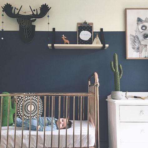 Home day today - pjs, some cleaning and a whole lot of Peppa pig repeats! Like a lot!! Baby Boy Nursery Room Design, Rustic Baby Boy Nursery, Boys Room Colors, Painting A Crib, Baby Boy Room Colors, Nursery Inspiration Boy, Blue Boys Bedroom, Boys Room Design, Baby Boy Bedroom