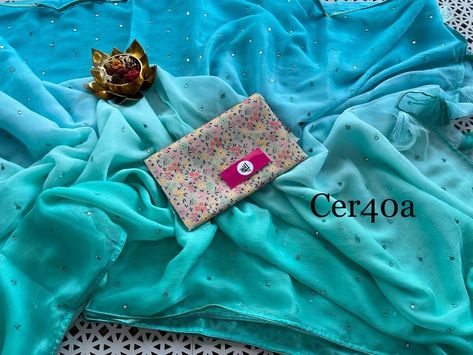 Mirror Work Sarees, Mirror Work Saree, Pure Chiffon Sarees, Blouse Chiffon, Pure Chiffon, Work Sarees, Chiffon Saree, Mirror Work, Sheer Chiffon