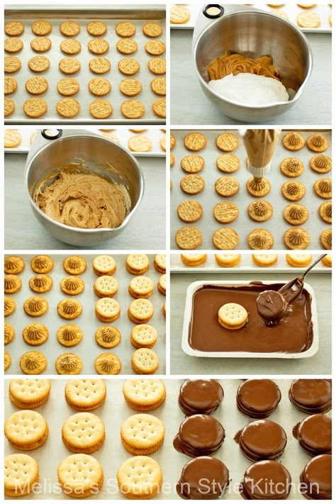 how-to-make-chocolate-dipped-peanut-butter-ritz-cookies Almond Bark Ritz Peanut Butter, Chocolate Covered Ritz Crackers, Peanut Butter Ritz Crackers, Ritz Crackers Recipes, Ritz Cracker Dessert, Ritz Cracker Cookies, Ritz Cookies, Cracker Dessert, Peanut Butter Crackers