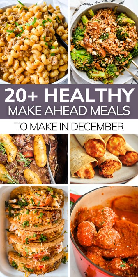 Healthy make ahead meals make busy weeknight dinner a breeze! Here are 20+ healthy make ahead meals that your family will love - many of them are freezer meals you can make ahead of time! Instapot Make Ahead Meals, Healthy Meals For Busy Families, Make Ahead Family Dinners Healthy, Make Ahead Fall Meals, Male Ahead Meals Dinners, Make Ahead Clean Eating Meals, Easy Prepare Ahead Meals, Fix Ahead Meals Dinners, Make Ahead Refrigerator Meals