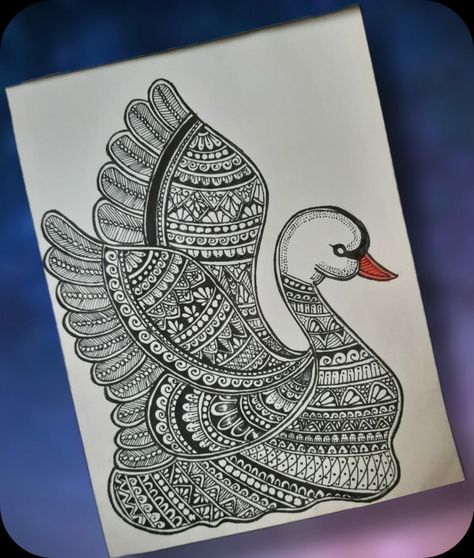 #zentangle#mandala#art#easy#drawing#cute#geese#beautiful#wall#decor#black#white#attractive#you#should#also#try#☺️☺️ Lord Krishna Mandala Art Easy, Krishna Drawing Mandala Art, Zentangle Birds Simple, Swan Madhubani Painting, Radha Krishna Zentangle Art, Black Decor, Mandala Art, Easy Drawings, Birds