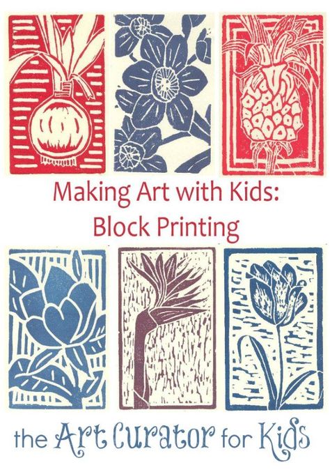 Block printing is one of my favorite things to do with kids (and with myself for that matter, who needs a kid to have fun with art?). Later in the week, I will be featuring some Japanese woodblock prints as part of my Art Spotlight series, so in preparation for that, I will show you … Classe D'art, Printmaking Projects, Creation Art, Calming Activities, Homeschool Art, School Art Projects, Art Curator, Middle School Art, Art Lesson Plans