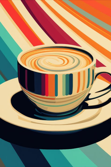 Modern coffee Modern Art Style, Coffee Infographic, Things Wallpaper, Coffee Art Print, Coffee Cup Art, Modern Art Styles, Coffee Illustration, Illumination Art, Colorful Illustration