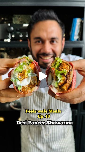 Saransh Goila on Instagram: "Ep. 18 of Feels wale meals is all about making a Desi Paneer Shawarma. It looks gorgeous, it's pretty nutritious and delishaaas. Can be assembled in 30 mins and it'll be a perfect lunch or dinner for you. Also you can eat that paneer Shawarma as it is like a grill. Will you try it? What else would you like to see in Feels wale Meals? . . Desi Paneer Shawarma  For the Grilled Paneer  . 200g Paneer  Add all the spices  1/2 tbsp Red chili powder 1/2 tbsp Coriander powder  2 tsp Bhuna jeera powder  1 tsp Haldi powder  1 tsp Crushed black pepper powder  Salt to taste  1 tbsp Molasses  Juice of 1/2 a lemon  1/2 tbsp Ginger garlic paste  Marinate the paneer well  Add to satay sticks  as shown 😎 Air fry at 180 C  for 12 to 15 minutes  or till charred 🔥   Look at that Paneer Shawarma, Grilled Paneer, Haldi Powder, Ginger Garlic Paste, Fair Food, Perfect Lunch, Red Chili Powder, Pepper Powder, Fair Food Recipes