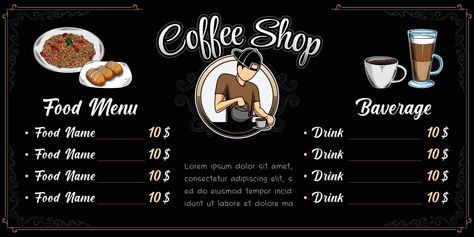 Coffee Shop Banner And Menu template Coffee Shop Banner, Logo For Coffee Shop, Logo For Coffee, Banner Coffee, Coffee Shop Menu, Ayam Bakar, Free Pc Games, Infographic Poster, How To Make Banners