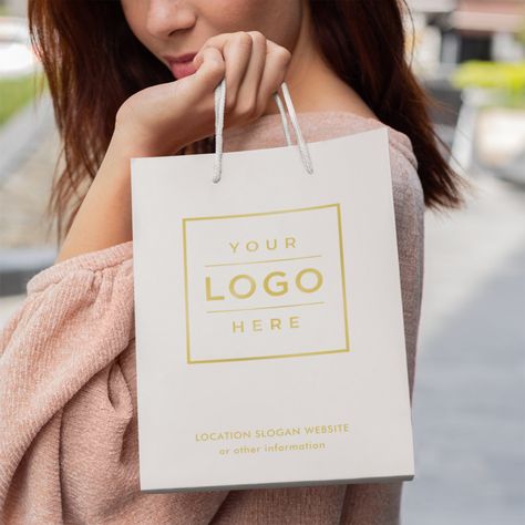 Retail Shopping Bags, Custom Gift Bags, Promotional Giveaways, Merchandise Bags, Gold Text, Branded Gifts, Gold Branding, Custom Branding, Business Supplies